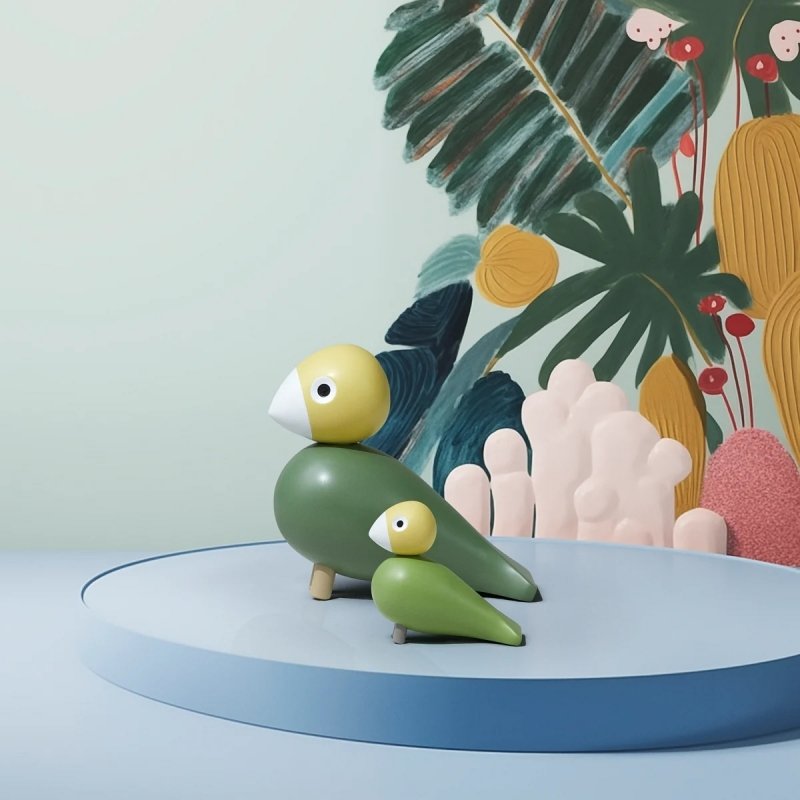 Kay Bojesen SONGBIRD Ptaszek Drewniany Biały LIV &amp; LYKKE / 2 Szt.