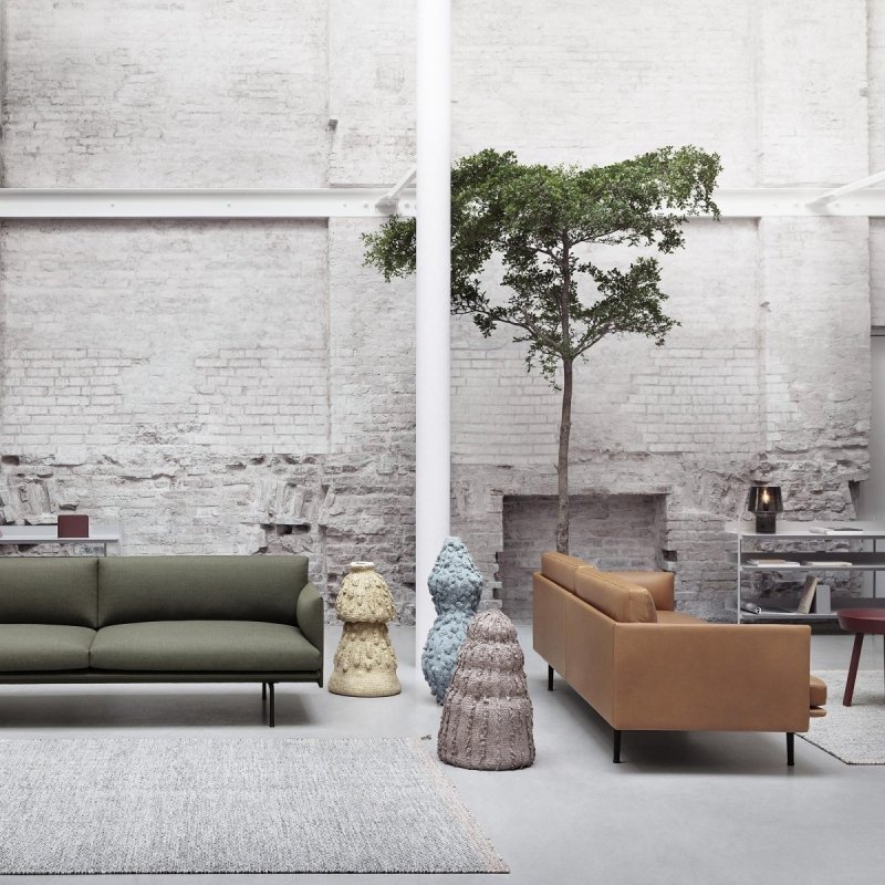 Muuto OUTLINE Sofa 2-Osobowa - Różowa - Tkanina Fiord 551 / Czarne Nogi