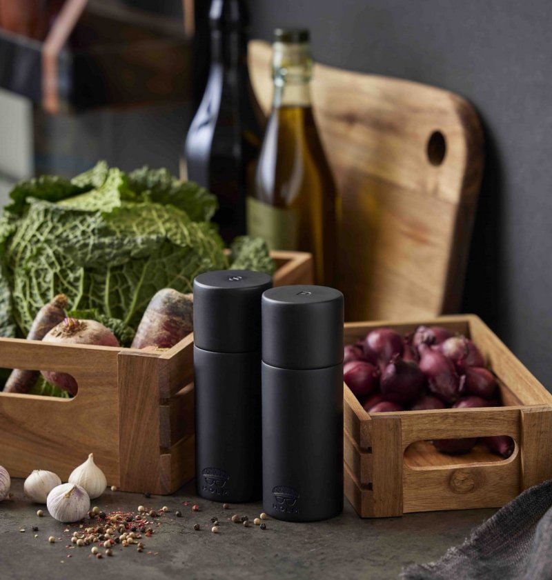 Holm KITCHEN Drewniany Młynek do Soli i Pieprzu 15 cm / Zestaw Czarny