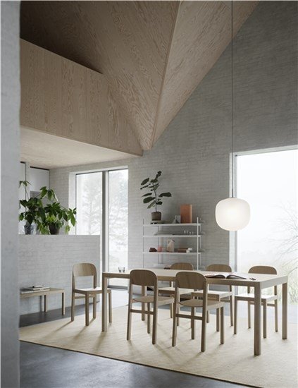 Muuto WORKSHOP Stół 200 x 92 cm Dąb Naturalny / Blat Jasnoszary Linoleum