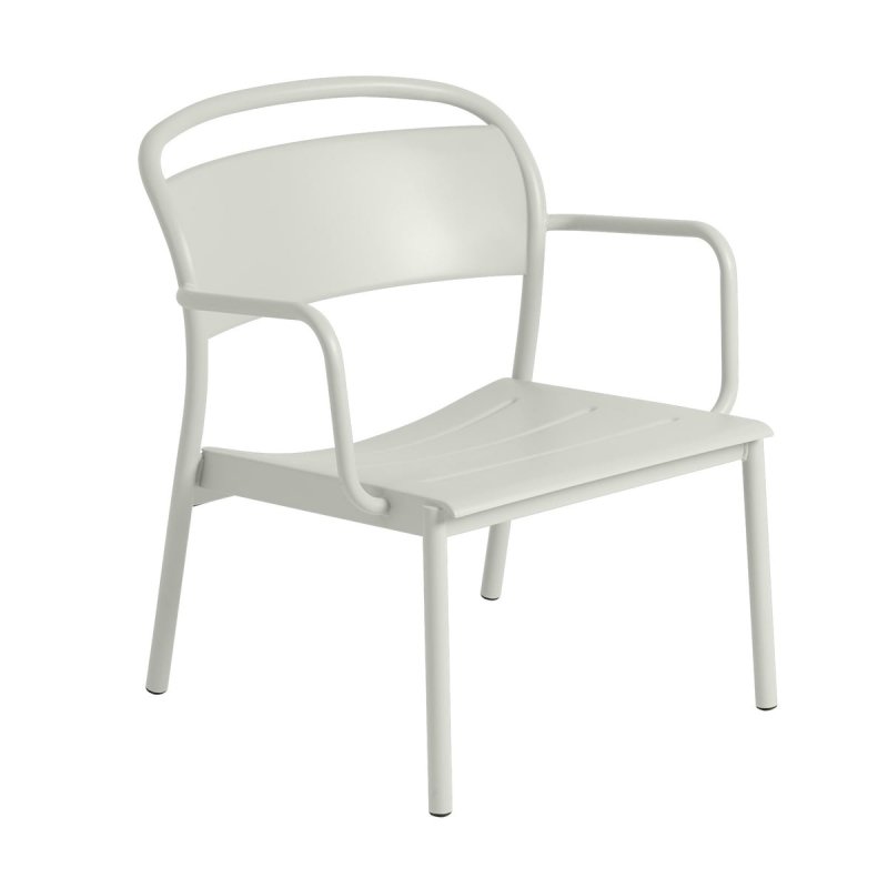 Muuto LINEAR OUTDOOR Stalowy Fotel Ogrodowy Lounge - Zewnętrzny / Jasnoszary
