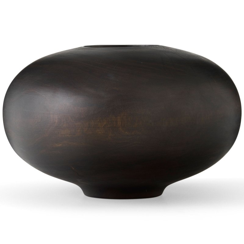 Audo SURROUND Dekoracyjny Wazon z Drewna Mango / Ciemnobrązowy