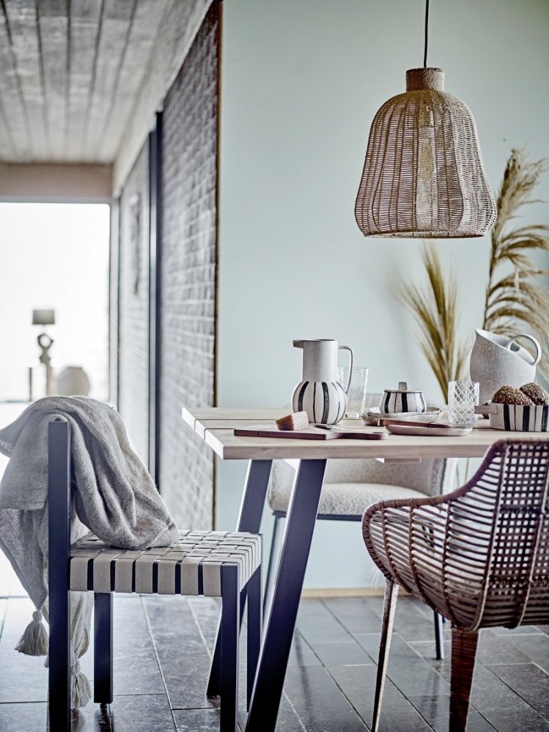 Bloomingville COZY Stół 95 x 200 cm / Czarny - Blat Dębowy