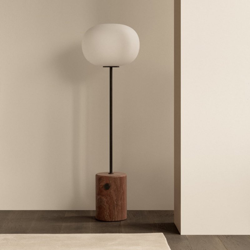 Audo JWDA Lampa Podłogowa z Czerwonego Trawertynu / Biały Klosz