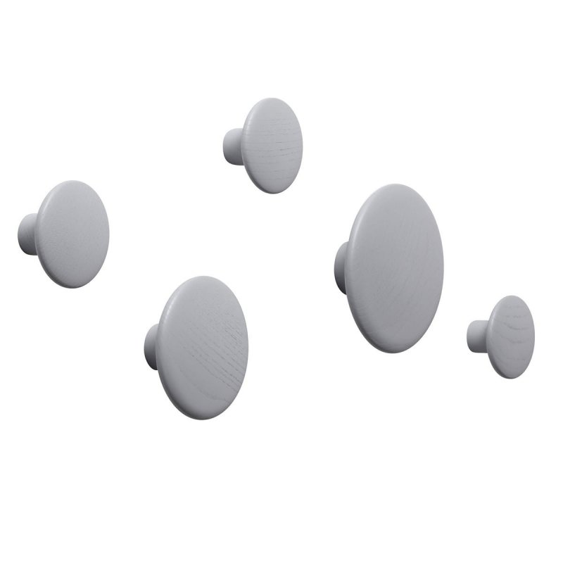 Muuto DOTS Wieszak Drewniany - Zestaw 5 Drewnianych Wieszaków / Szary