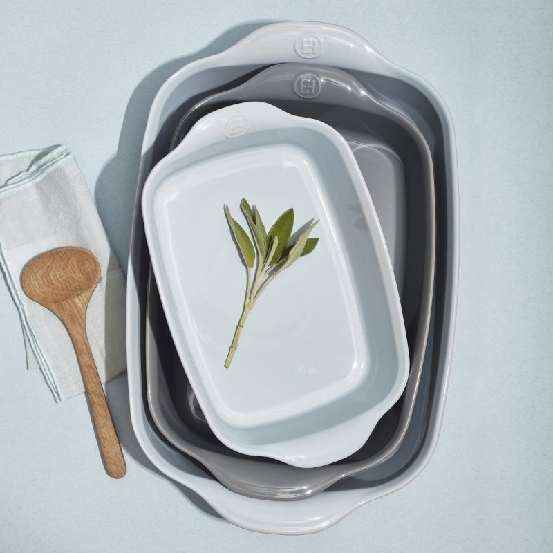 Emile Henry NATURAL CHIC Prostokątna Forma - Naczynie do Zapiekania 30x19 cm / Szare Perła