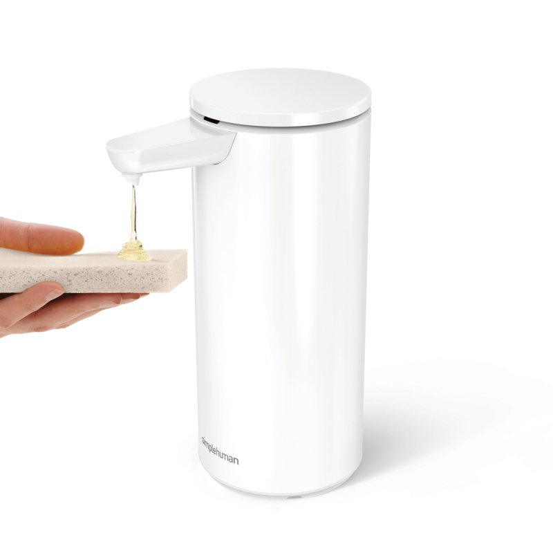 simplehuman SENSOR Stalowy Automatyczny Dozownik do Mydła, Płynu, Żelu Antybakteryjnego - Akumulatorowy 414 ml / Biały