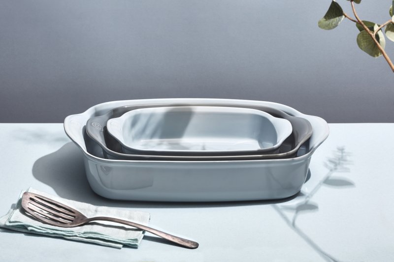 Emile Henry NATURAL CHIC Prostokątna Forma - Naczynie do Zapiekania 30x19 cm / Szare Perła