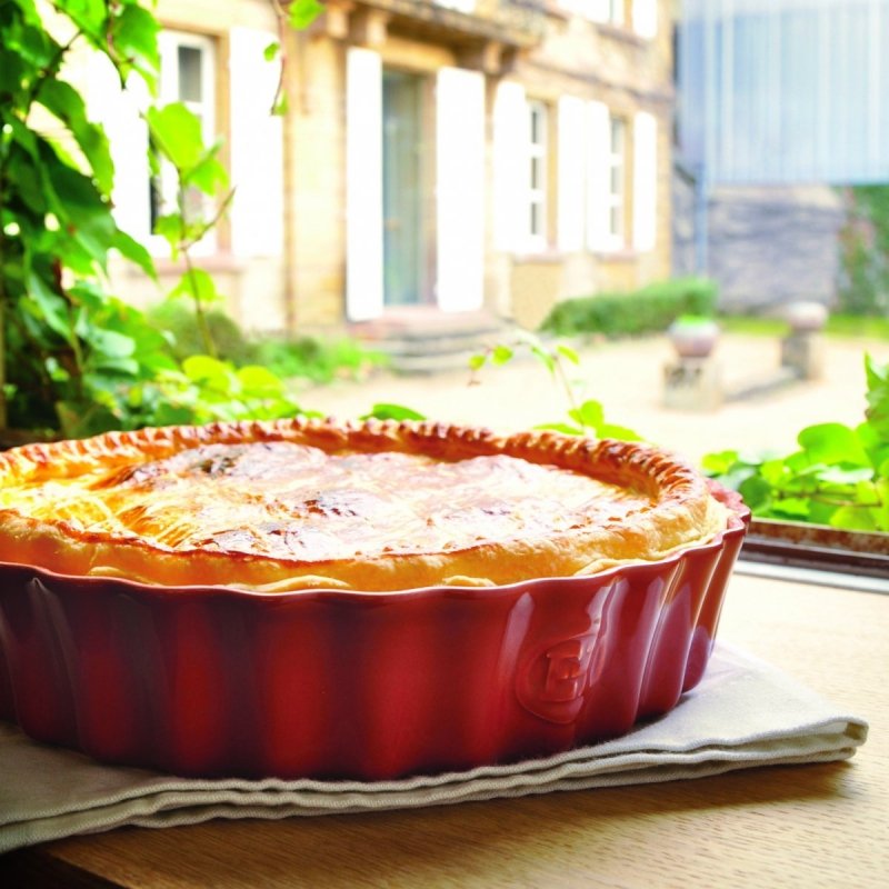 Emile Henry NATURAL CHIC Ceramiczna Głęboka Forma do Tarty 28 cm / Błękitna