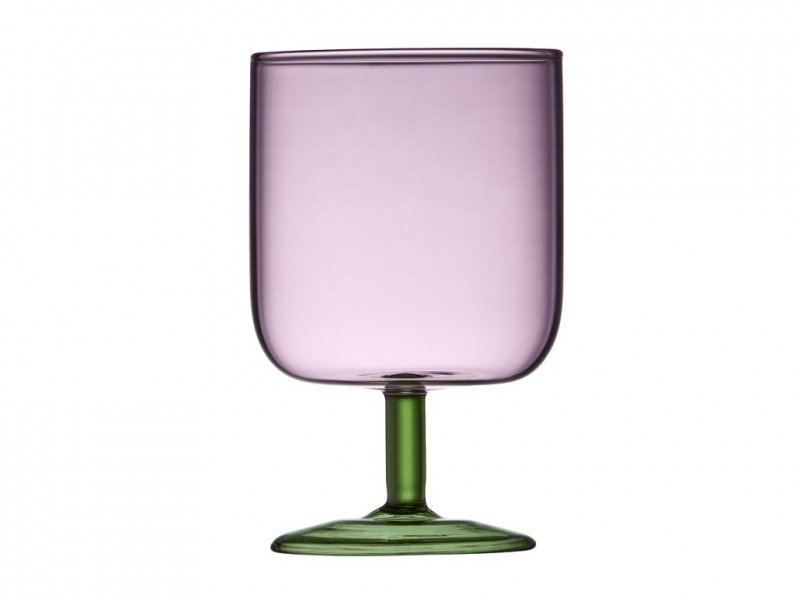 Lyngby Glass TORINO Kieliszki do Wina 300 ml 2 Szt. Różowe / Zielona Nóżka