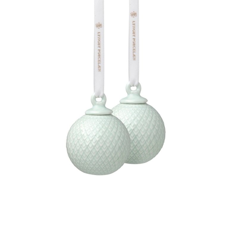 Lyngby Porcelain RHOMBE Bombka Porcelanowa 5 cm Jasnozielona 2 Szt.