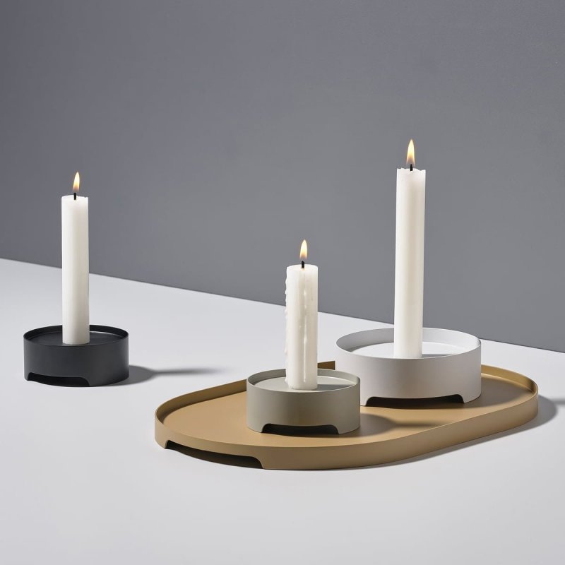 ZONE Denmark SINGLES Świecznik 9 cm Jasnoszary