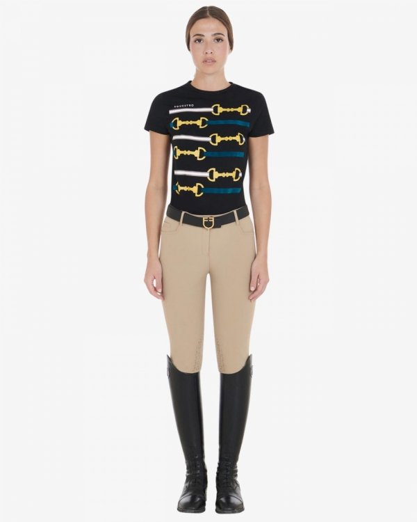 Equestro Women's slim fit grip breeches with logo incense
