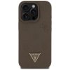 Guess Grained Hot Stamp Peony Triangle Logo MagSafe - Etui do iPhone 16 Pro (brązowy)