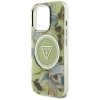 Guess Glitter Flowers Triangle Buttons MagSafe - Etui do iPhone 16 Pro (zielony)