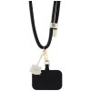 Hello Kitty Patch & Kitty Head Charm - Uniwersalny pasek / smyczka do telefonu (czarny)