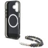 Guess Palm Trees Triangle Pearl Strap MagSafe - Etui do iPhone 16 (czarny)