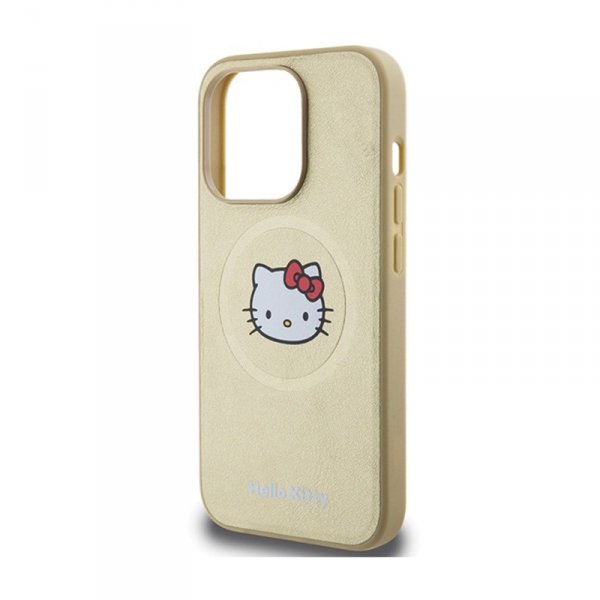 Hello Kitty Leather Kitty Head MagSafe - Etui iPhone 15 Pro Max (złoty)