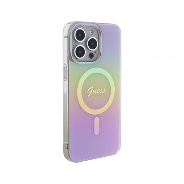 Guess IML Iridescent MagSafe - Etui iPhone 15 Pro Max (różowy)