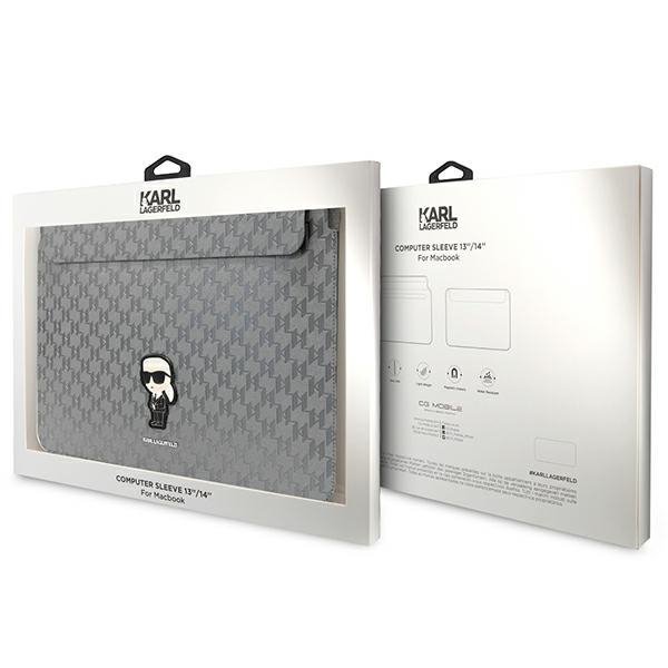 Karl Lagerfeld NFT Saffiano Monogram Ikonik Karl Sleeve - Etui na notebook 14&quot; (Srebrny)