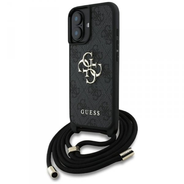 Guess 4G Big Logo Cord Strap Crossbody - Etui do iPhone 16 (czarny)