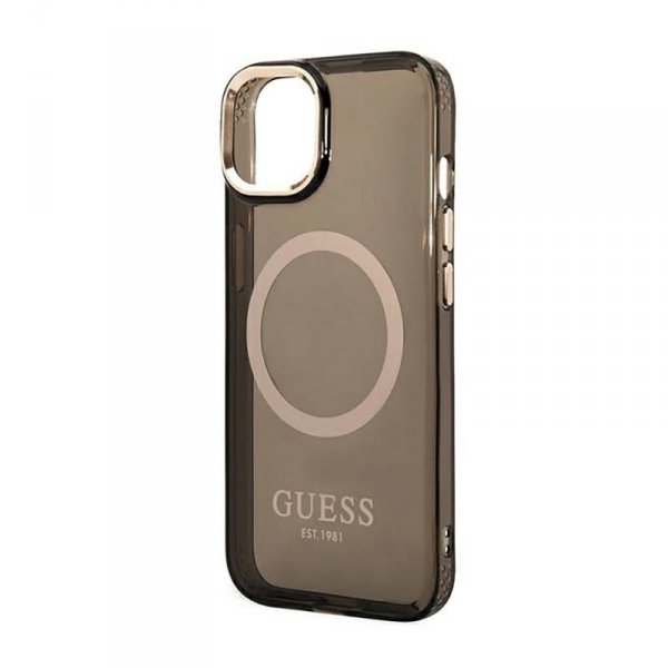 Guess Gold Outline Translucent MagSafe - Etui iPhone 14 (czarny)