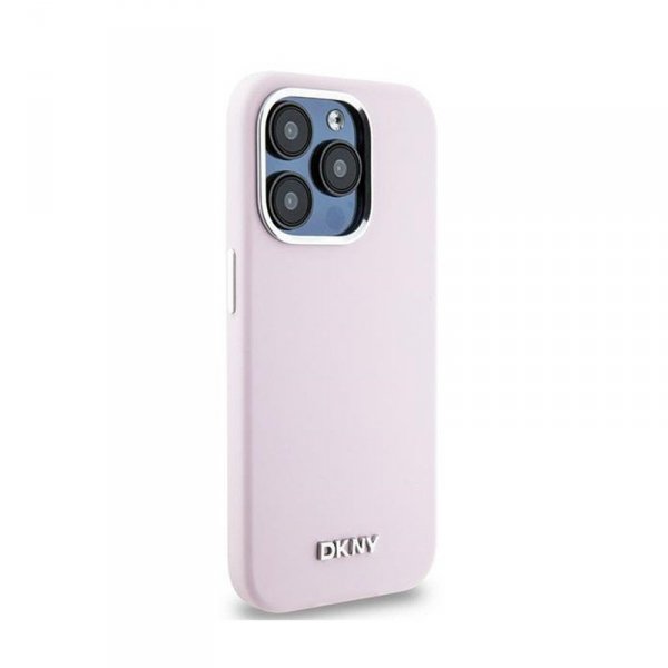 DKNY Liquid Silicone Small Metal Logo MagSafe - Etui iPhone 14 Pro (różowy)