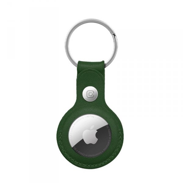 Crong Leather Case with Key Ring – Skórzane etui ochronne brelok do Apple AirTag (zielony)
