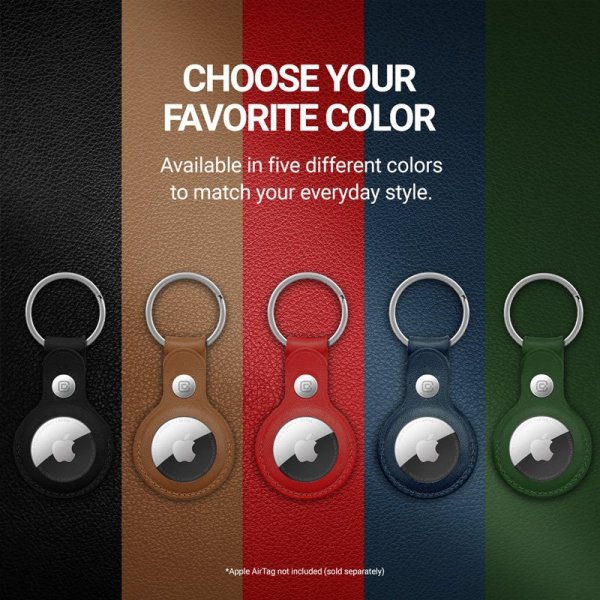 Crong Leather Case with Key Ring – Skórzane etui ochronne brelok do Apple AirTag (zielony)