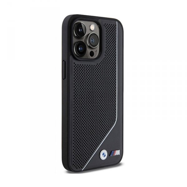 BMW Perforated Twisted Line MagSafe - Etui iPhone 15 Pro (czarny)
