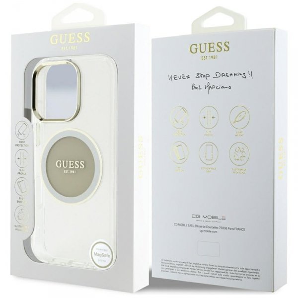 Guess IML Metal Colored Circle Classic Logo MagSafe - Etui do iPhone 16 Pro Max (szary)
