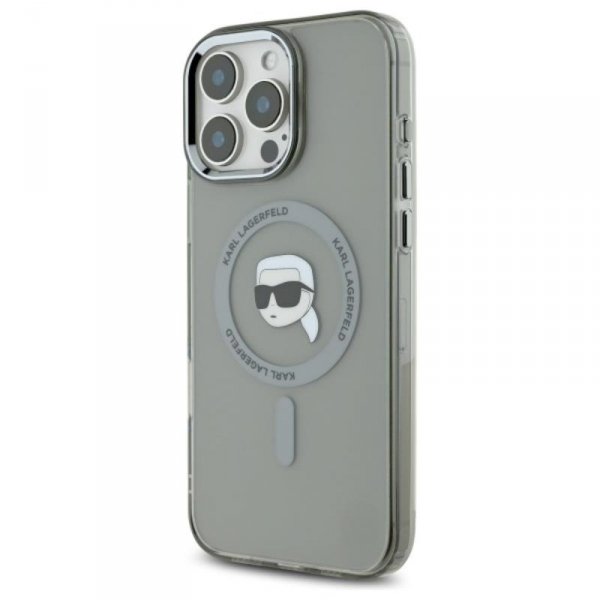 Karl Lagerfeld IML Metal Karl Head MagSafe - Etui iPhone 16 Pro (czarny)