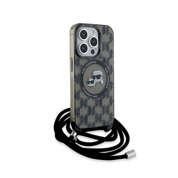Karl Lagerfeld IML Crossbody Monogram Karl & Choupette Head MagSafe - Etui iPhone 15 Pro Max (czarny)