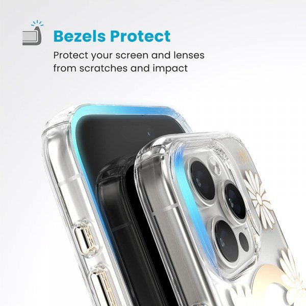Speck Presidio Lux ClickLock & MagSafe - Etui iPhone 16 Pro (Sunshine Daisies / Clear / Gold)