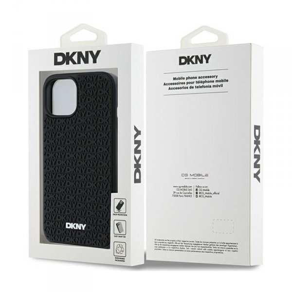 DKNY 3D Rubber Repeat Pattern - Etui iPhone 15 / 14 / 13 (czarny)