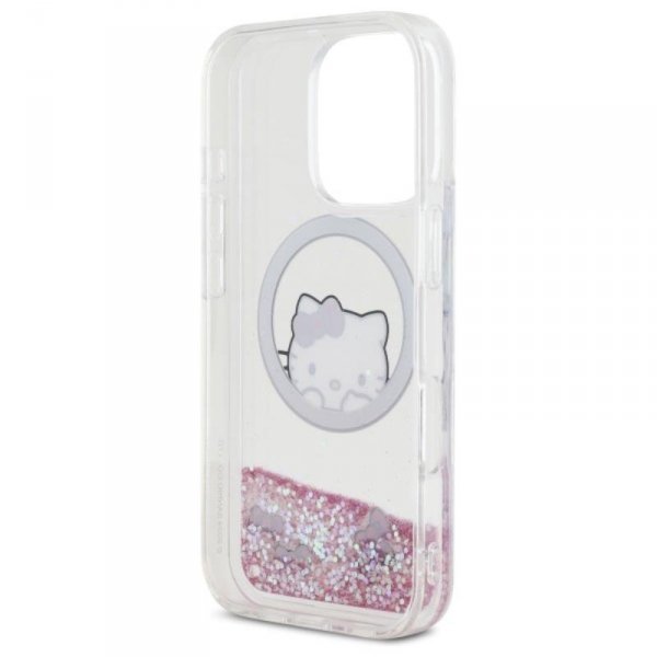 Hello Kitty Liquid Glitter Sweet Kitty Bows MagSafe - Etui iPhone 16 Pro (biały)