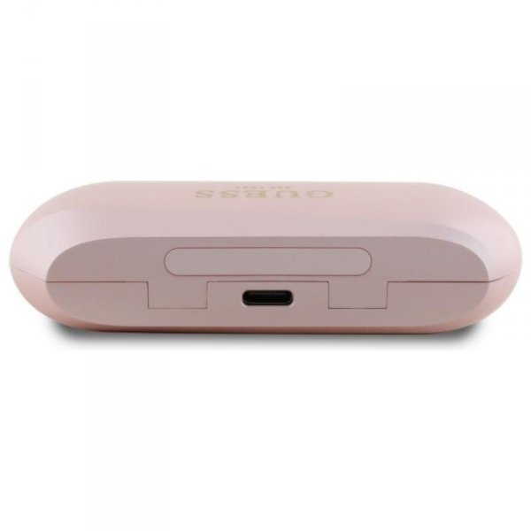 Guess Elongated Metalic Printed Logo - Słuchawki Bluetooth TWS + etui ładujące (różowy)