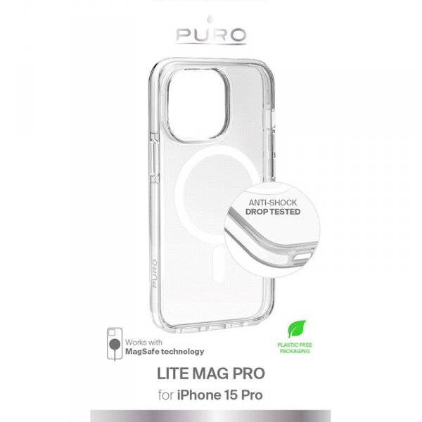 PURO LITEMAG PRO - Etui iPhone 15 Pro MagSafe (przezroczysty)