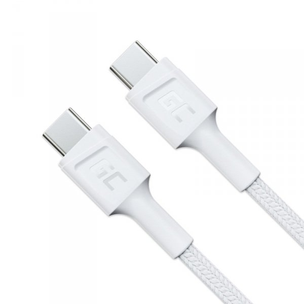 Green Cell PowerStream - Kabel Przewód USB-C - USB-C 200 cm Power Delivery 60W, QC 3.0 (biały)