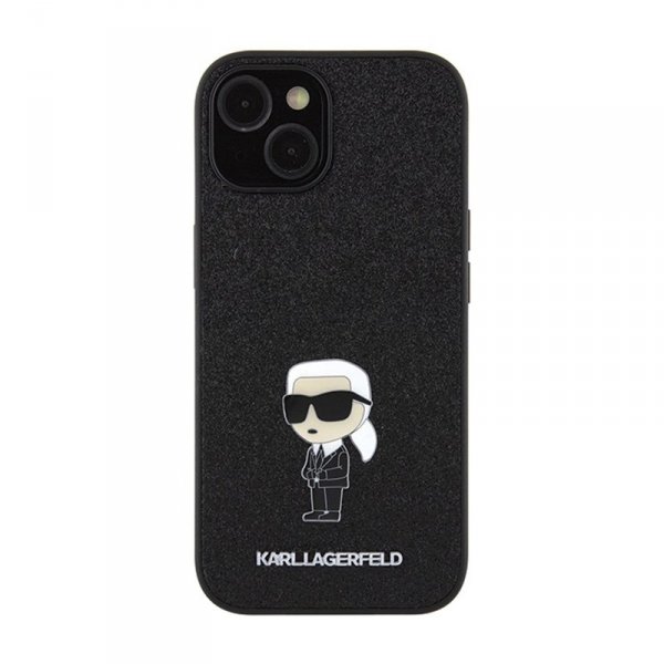 Karl Lagerfeld Fixed Glitter Ikonik Logo Metal Pin - Etui iPhone 15 / 14 / 13 (czarny)