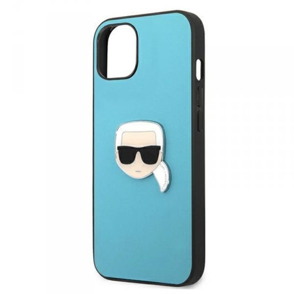 Karl Lagerfeld PU Leather Karl&#039;s Head Metal - Etui iPhone 13 mini (niebieski)