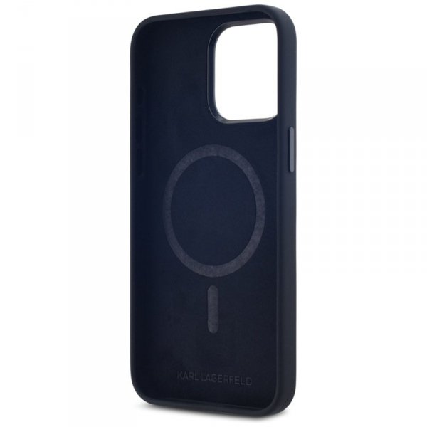 Karl Lagerfeld Silicone Shadow Metal Initial MagSafe - Etui do iPhone 15 Pro (czarny)