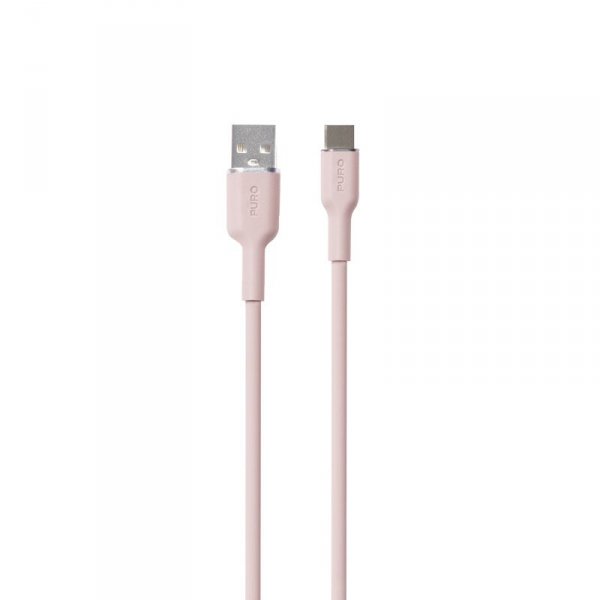 PURO ICON Soft Cable – Kabel USB-A do USB-C 1.5 m (Dusty Pink)