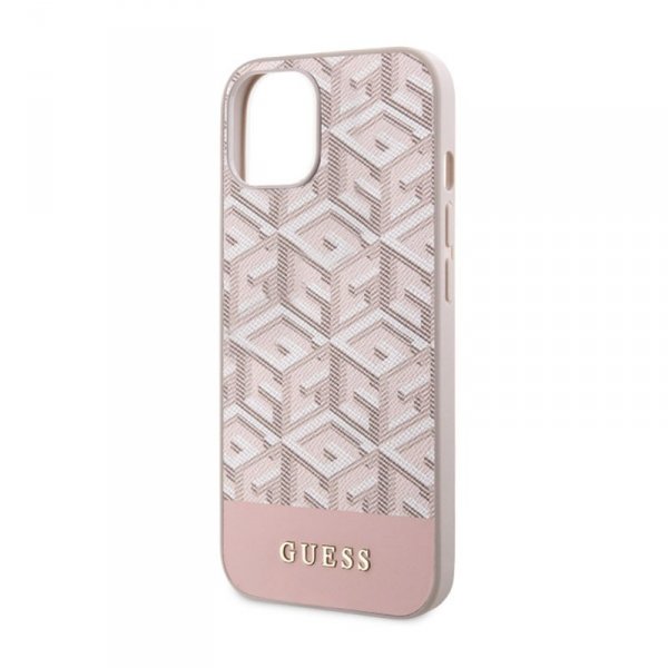 Guess GCube Stripes MagSafe - Etui iPhone 14 (Różowy)