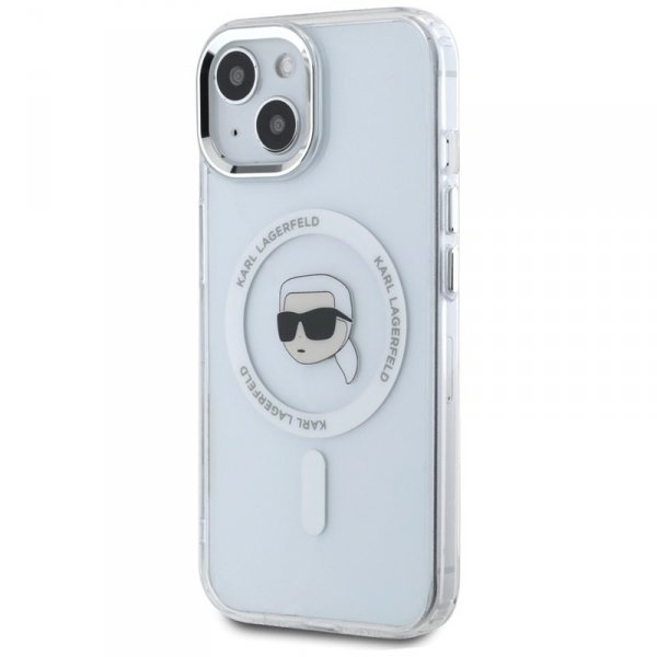 Karl Lagerfeld IML Metal Karl Head MagSafe - Etui do iPhone 15 Plus (biały)