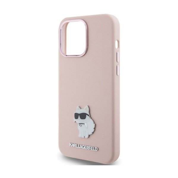 Karl Lagerfeld Silicone Choupette Metal Pin - Etui iPhone 15 Pro (różowy)