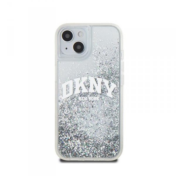 DKNY Liquid Glitter Big Logo - Etui iPhone 15 / 14 / 13 (biały)