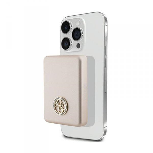 Guess 4G Strassed Metal Logo MagSafe - Power Bank indukcyjny 3000 mAh 5W MagSafe (złoty)