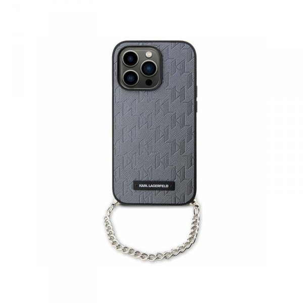Karl Lagerfeld Saffiano Monogram Chain - Etui iPhone 14 (Srebrny)