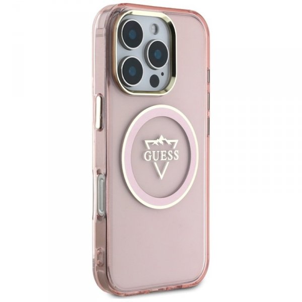 Guess IML Metal Mountain Logo MagSafe - Etui do iPhone 16 Pro (różowy)